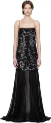 16arlington Black Salia Sequin Maxi Dress In Ghiaccio Nero