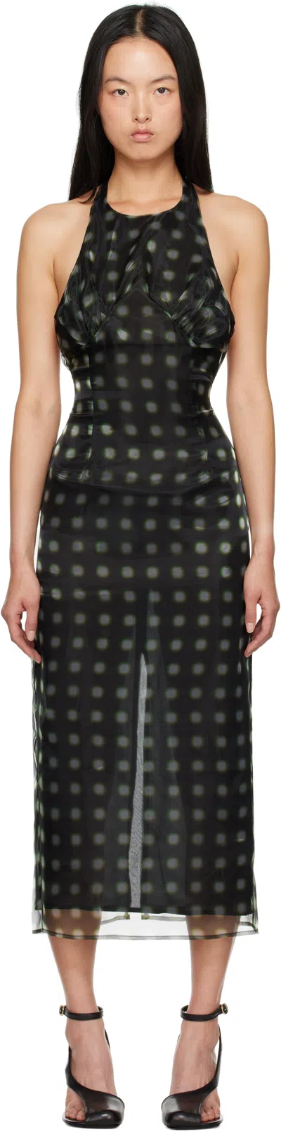 16arlington Black Zita Midi Dress In Verde