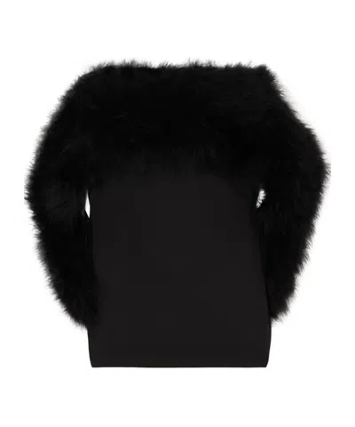 16arlington Blaise Strapless Feather-trimmed Satin And Stretch-crepe Mini Dress In Black