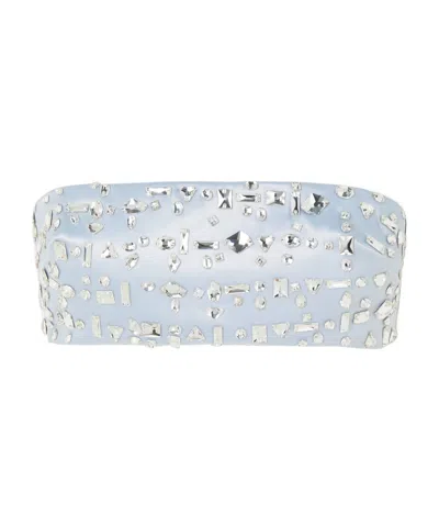 16arlington Blaise Strapless Navel Crystal-embellished Satin Bra In White