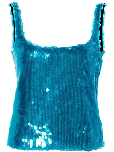 16arlington Blue Hornet Sequinned Tank Top