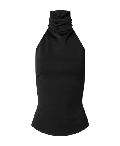 16arlington Cassandra Ruched Halterneck Top In Black