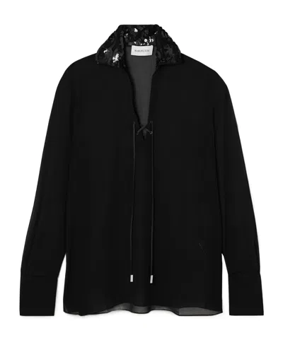 16arlington Cian Sequined Georgette Shirt In Black