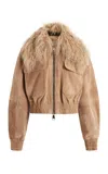 16arlington Cie Fur-trimmed Suede Jacket In Nude