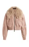 16arlington Cie Fur-trimmed Suede Jacket In Pink