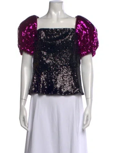 Pre-owned 16arlington Colorblock Pattern Square Neckline Top W/ Tags In Black