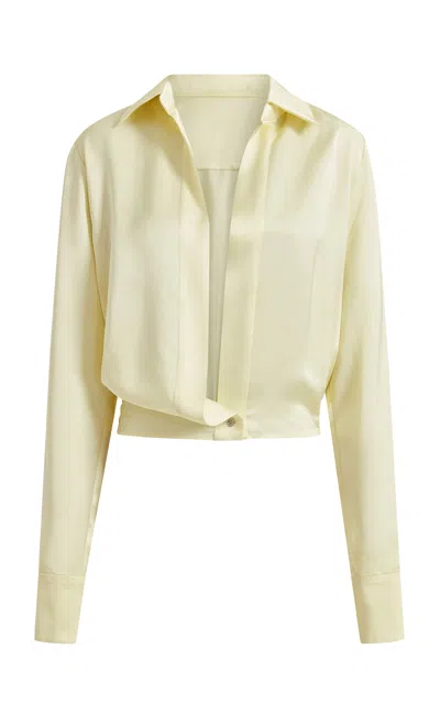 16arlington Cosette Open-front Cropped Shirt In Yellow