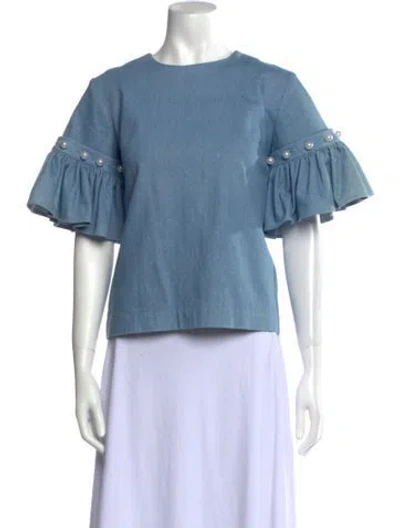 Pre-owned 16arlington Crew Neck Short Sleeve Blouse In Blue