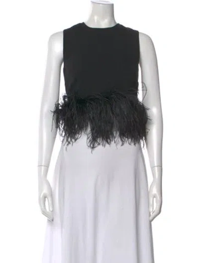 Pre-owned 16arlington Crew Neck Sleeveless Crop Top In Black