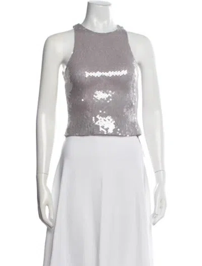 Pre-owned 16arlington Crew Neck Sleeveless Crop Top In Gray