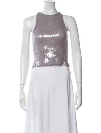 Pre-owned 16arlington Crew Neck Sleeveless Crop Top In Grey