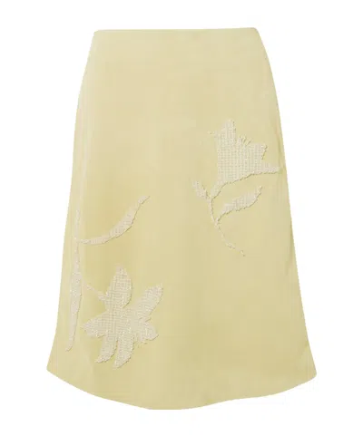16arlington Dafne Embellished Suede Midi Skirt In Yellow
