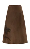 16arlington Dafne Suede Midi Skirt In Brown