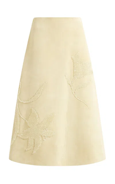 16arlington Dafne Suede Midi Skirt In Yellow