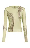 16arlington Darwin Embellished Mesh Top In Green
