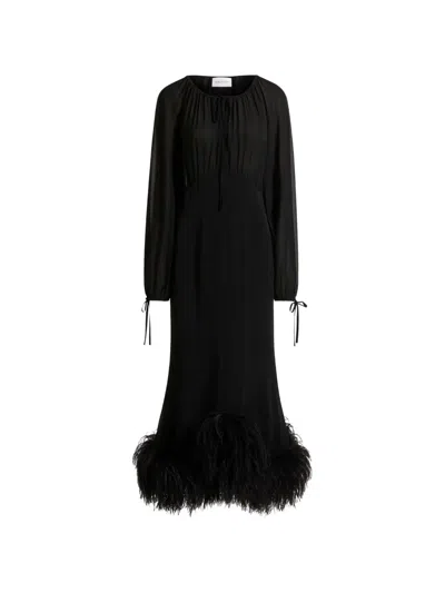 16arlington Davis Feather-trim Midi Dress In Black