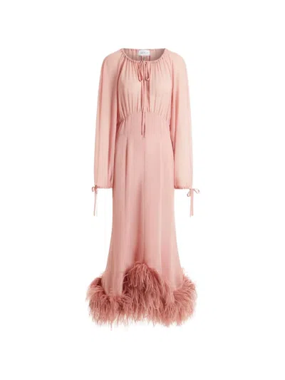 16arlington Davis Tie-neck Feather Dress In Pink