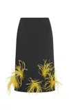 16arlington Delta Feathered Pencil Skirt In Black