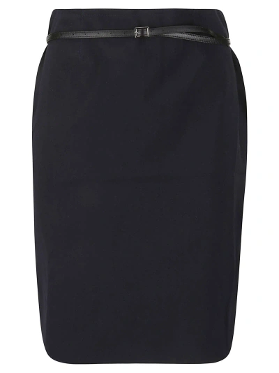 16arlington Delta Midi Skirt With Leather Belt In Blue