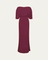 16arlington Dona Boat-neck Gown In Burgundy