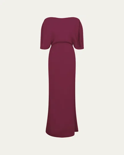 16arlington Dona Boat-neck Gown In Burgundy