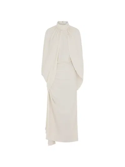 16arlington Dora Draped Jersey Midi Dress In White