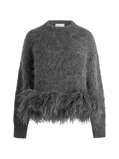16arlington Dovico Feather-trim Sweater In Gray