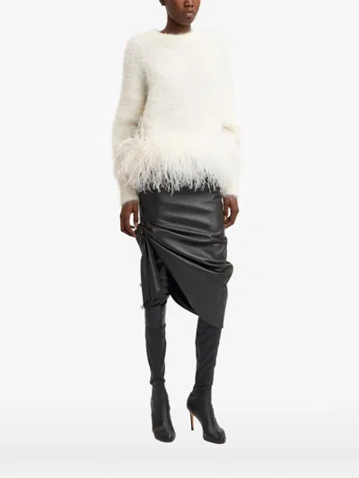 16arlington Dovico Feather-trim Sweater In White