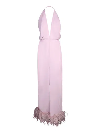 16arlington Feather Detail Dress In Pink