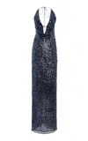 16arlington Eima Sequined Net Gown In Blau