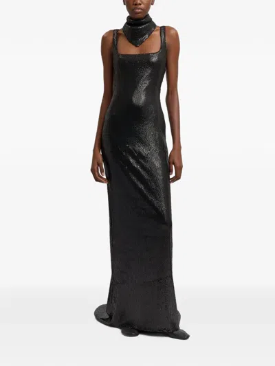 16arlington Electra Diamond-sequin Slim-fit Maxi Gown Dress In Black