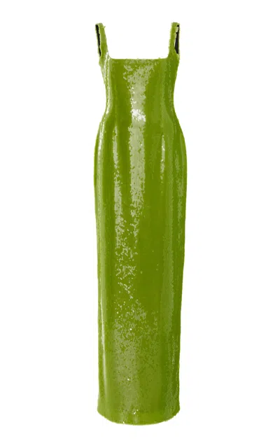 16arlington Electra Sequined Midi Dress In Green