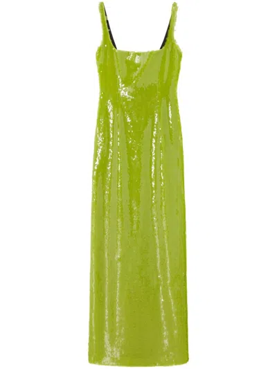 16arlington Electra Sequined Midi Dress In Acid Green