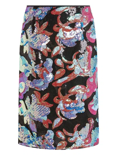 16arlington Sequin Floral Skirt In Multi