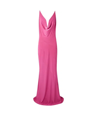 16arlington Etna Drop-down Elastic Satin Dress In Pink