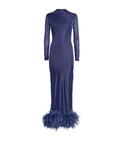 16arlington Feather-trim Luna Gown In Blue | ModeSens