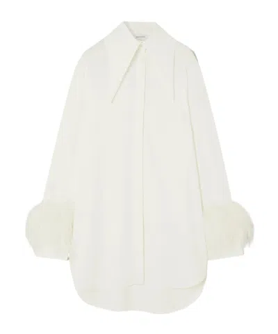16arlington Seymour Feather-trimmed Crepe Shirt In Ivory