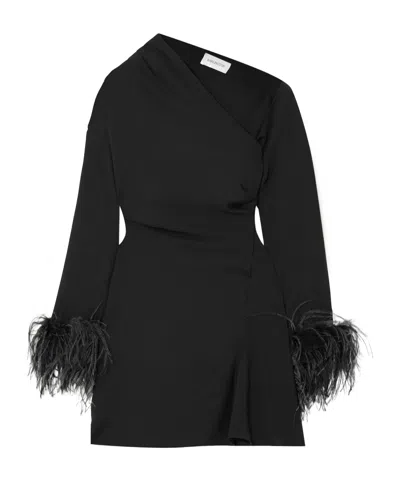 16arlington Feather Trimmed Dress In Black