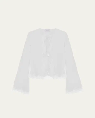 16arlington Filipa Tie-front Silk Cardigan In White