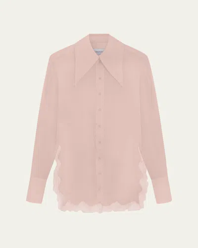 16arlington Fiorella Lace-trim Silk Shirt In Pink