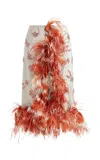 16arlington Flora Feathered Pencil Skirt In Multi