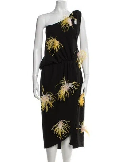 Pre-owned 16arlington Floral Print Long Dress In Black