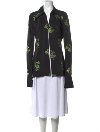 Pre-owned 16arlington Floral Print Long Sleeve Top In Black