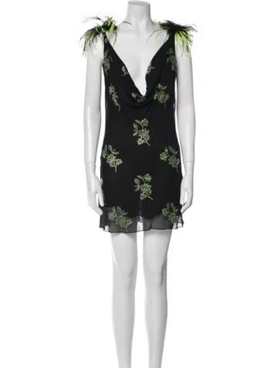 Pre-owned 16arlington Floral Print Mini Dress In Black