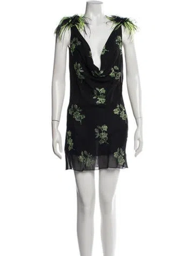 Pre-owned 16arlington Floral Print Mini Dress In Black