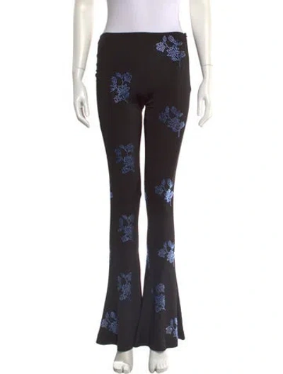 Pre-owned 16arlington Floral Print Wide Leg Pants In Black