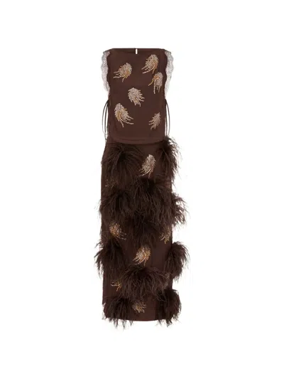 16arlington Gabby Crystal-embellishment Midi Dress In Brown