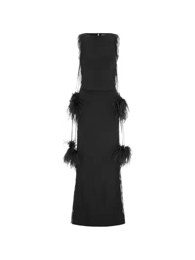 16arlington Gabby Feather-embellished Gown In Black
