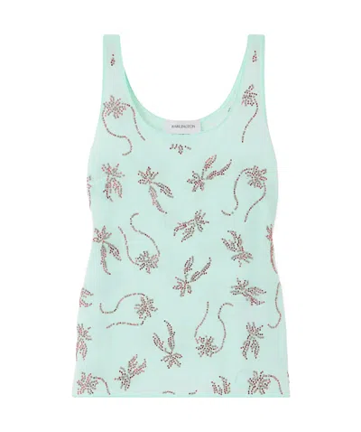 16arlington Gilda Embellished Chiffon Tank In Blue