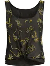 16arlington Gilda Twisted Gold-print Top In 黑色